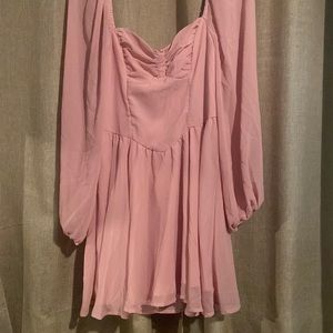 Shein Sweetheart Neck Lantern Sleeve Ruched Bust Dress